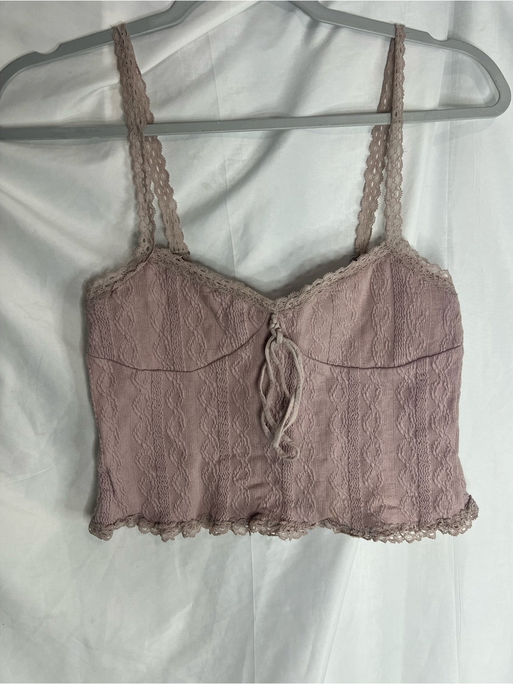 Edikted Mauve Lace-Trim Tie-Front Cami